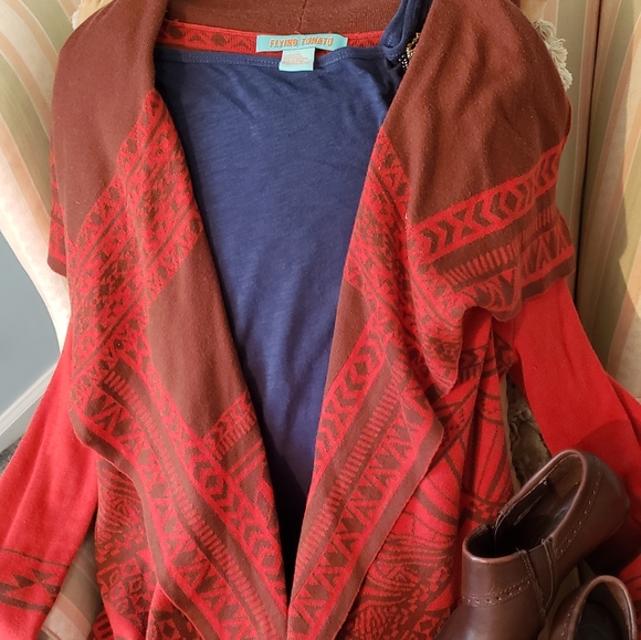 Flying Tomato Knit Boho Cardigan Cabincore Southwestern Aztec size small - Picture 6 of 10